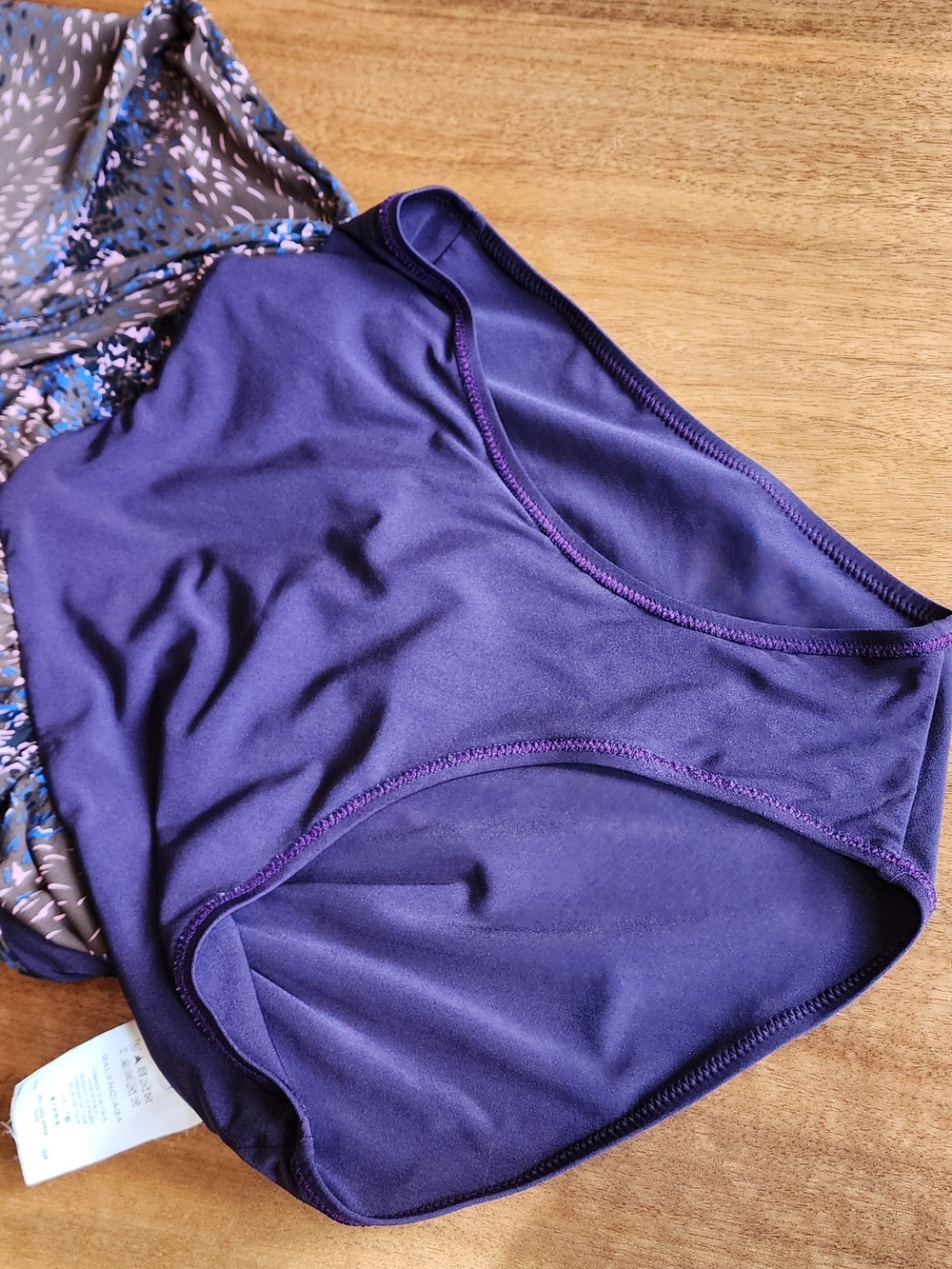 Balenciaga Purple Floral One-Piece Swimsuit With Deep V-Neck And Bow Tie Size M - Picture 8 of 9